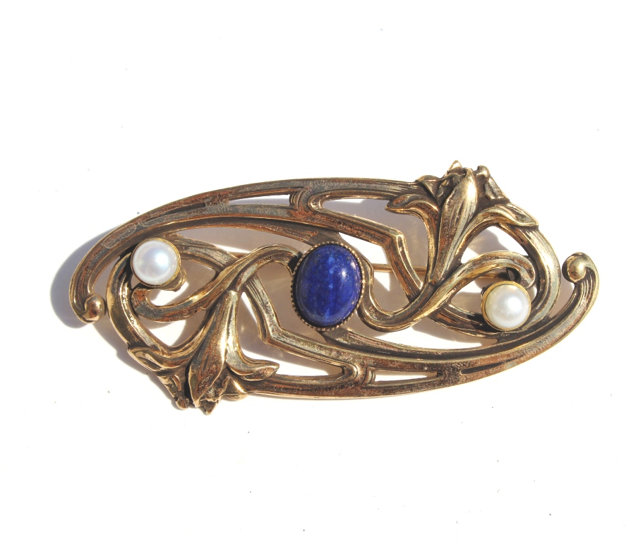 Broche modernista con lapislázuli
